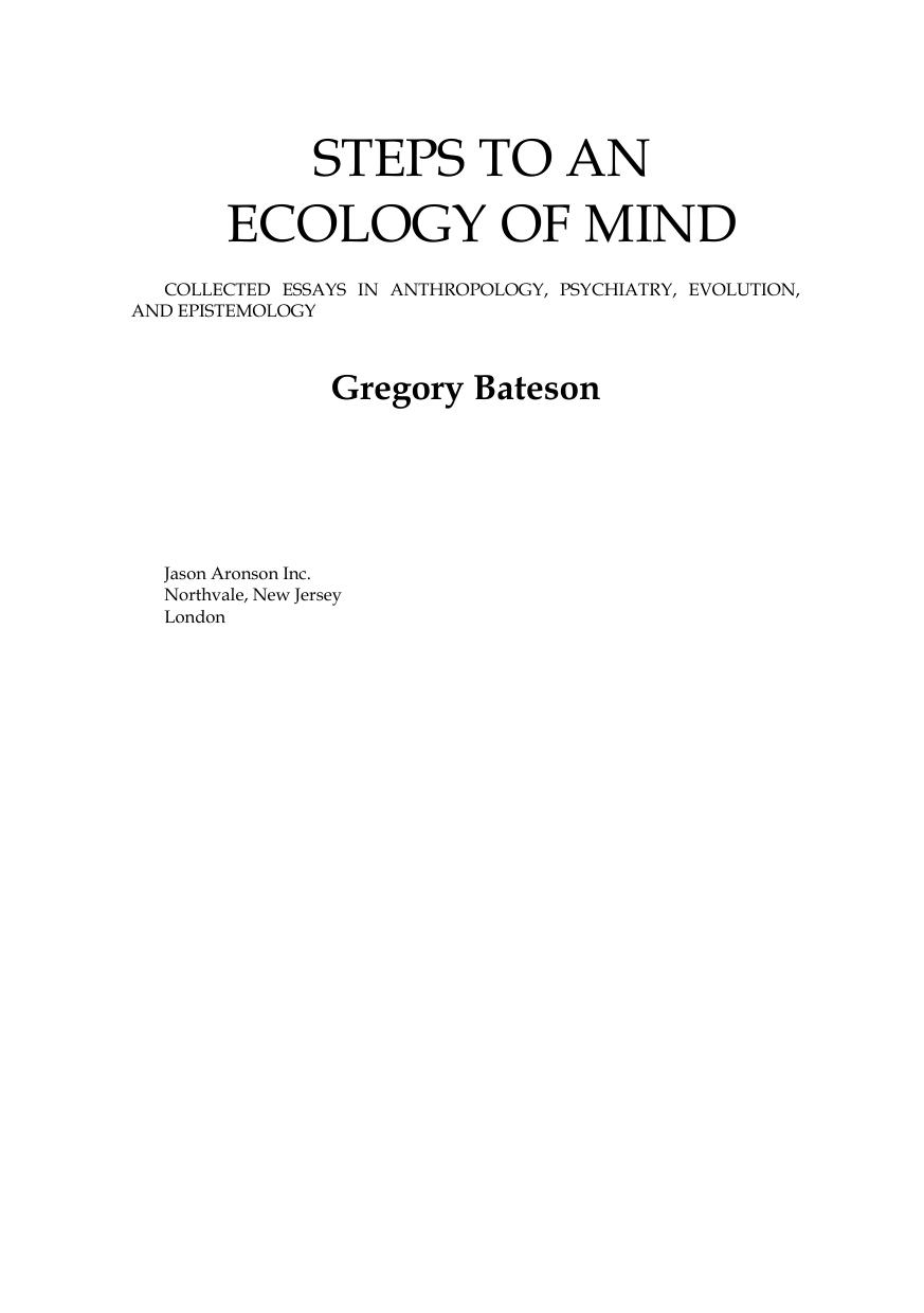 Steps to an Ecology of Mind